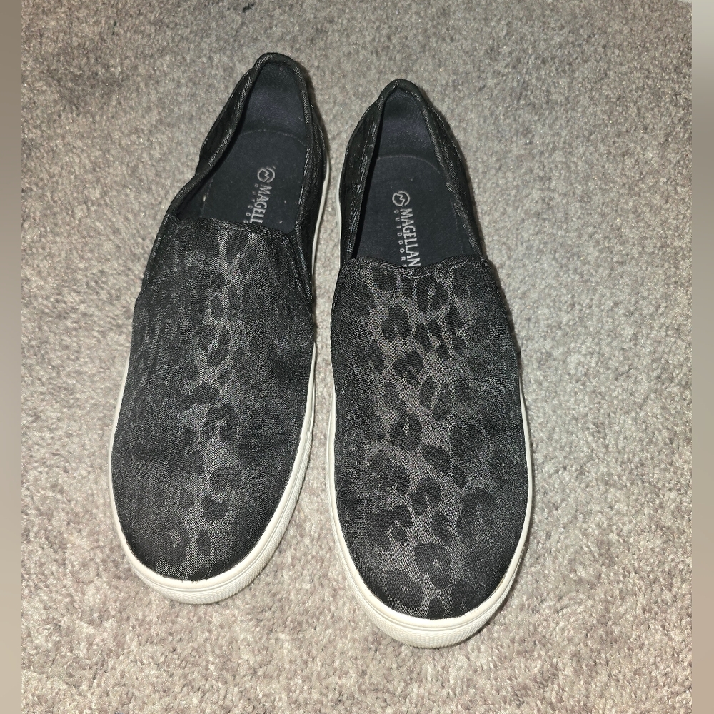 Magellan Outdoors Charcoal Leopard Slip-On Sneakers